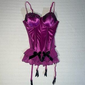 Frederick’s of Hollywood Boned Corset Bustier Lingerie Small Coquette 2000s